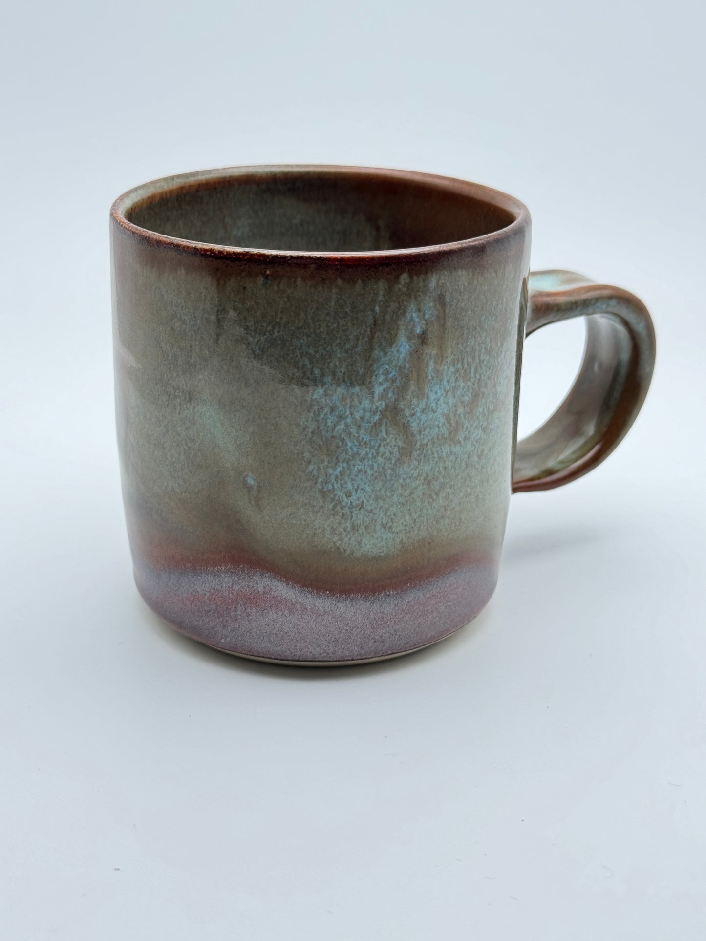 Straight-walled copper & antique blue mug