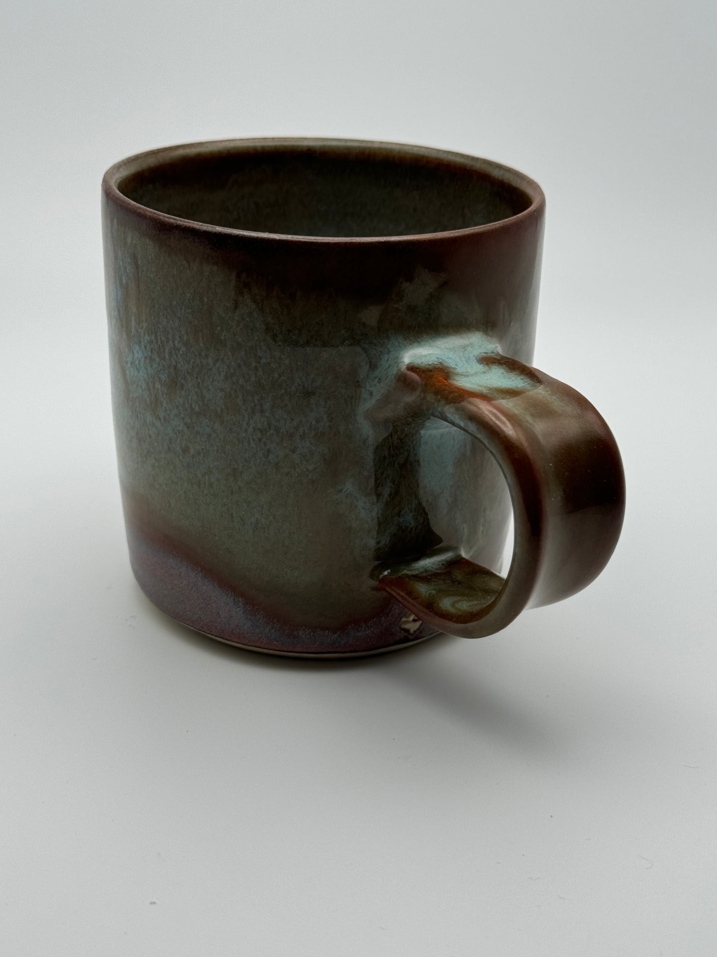 Straight-walled copper & antique blue mug