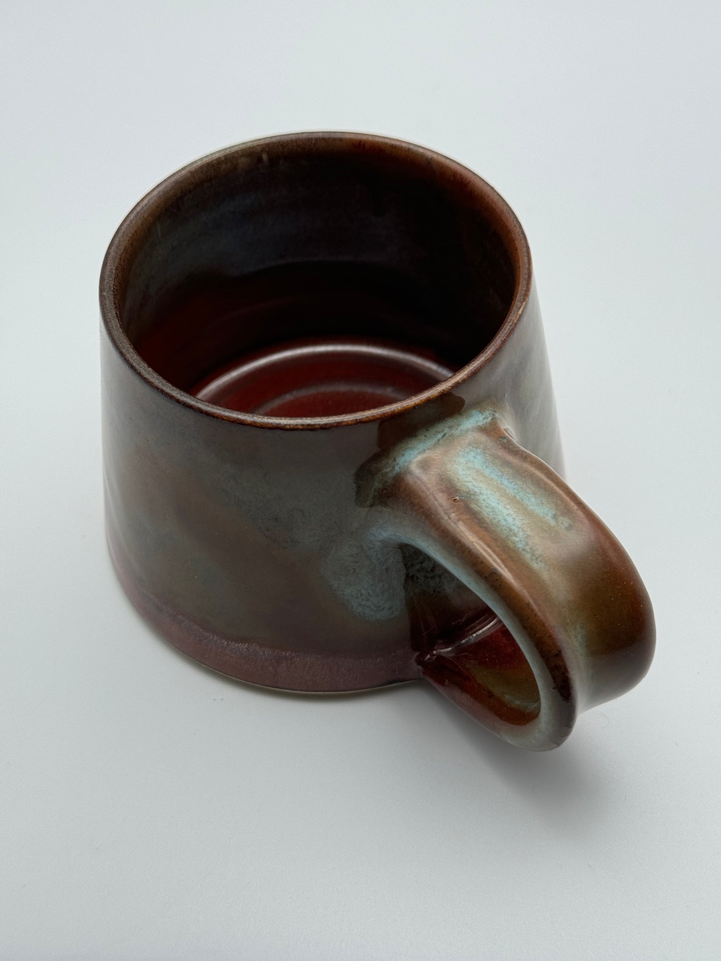 Angular copper and blue mug