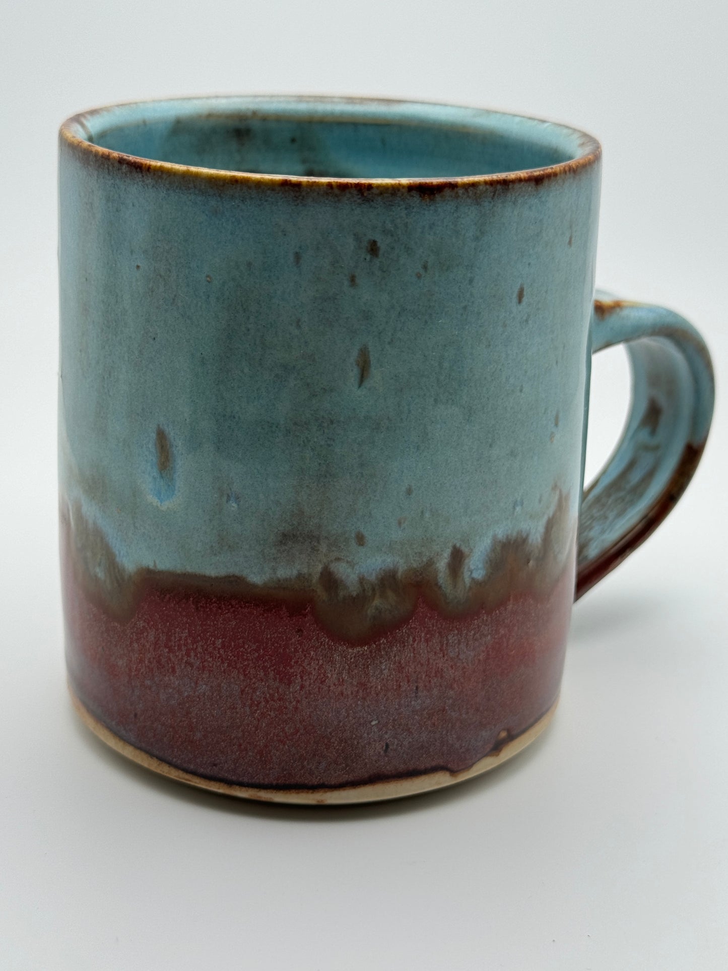 straight-walled large copper and blue mug