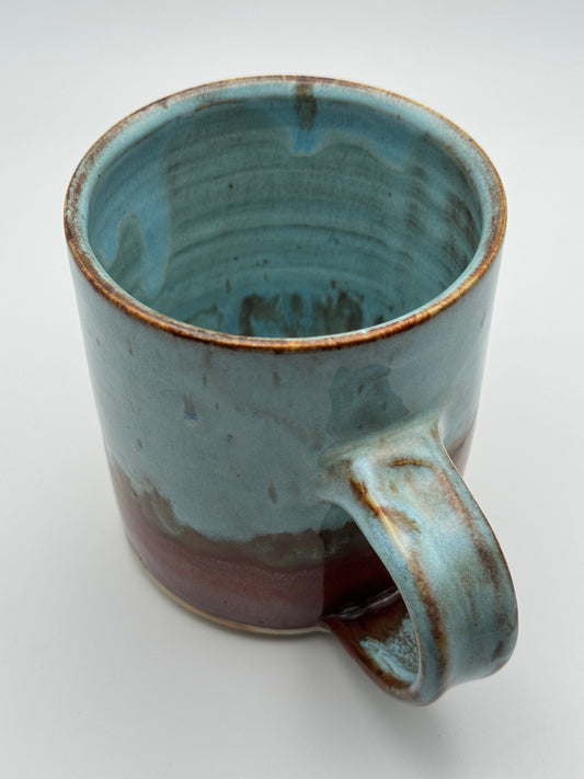 straight-walled large copper and blue mug