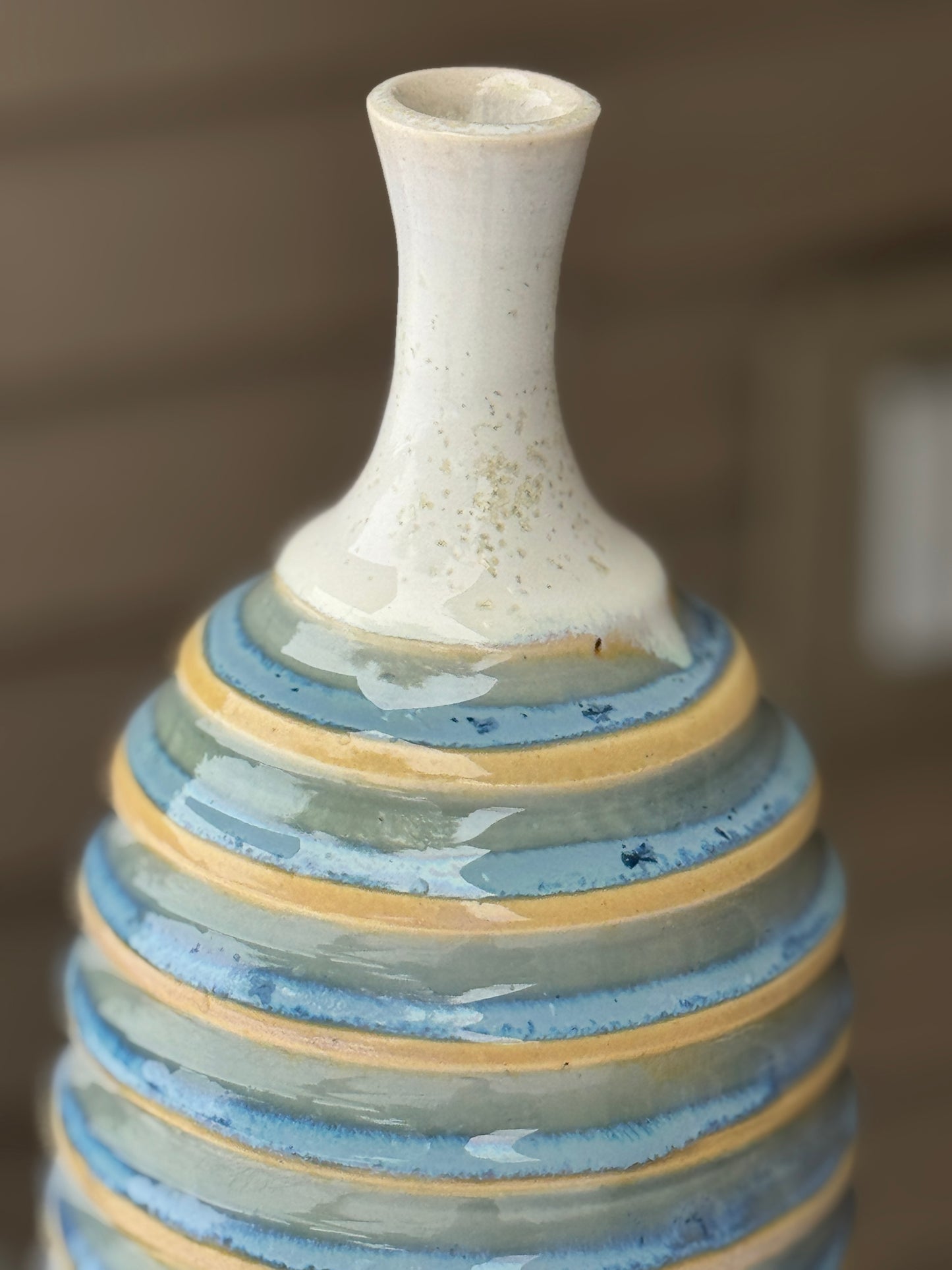 Narrow necked carved vase